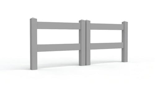 3' Tall x 6' Wide Double Drive Swing Vinyl Gate For Ranch Rail Vinyl Fences (AFC-302) - Light Gray