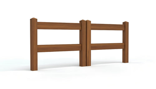 3' Tall x 6' Wide Double Drive Swing Vinyl Gate For Ranch Rail Vinyl Fences (AFC-302) - Mocha Walnut