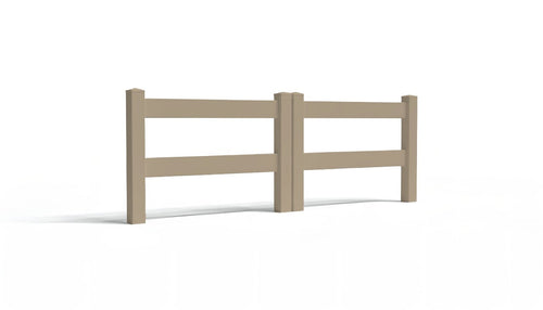 3' Tall x 8' Wide Double Drive Swing Vinyl Gate For Ranch Rail Vinyl Fences (AFC-302) - Adobe