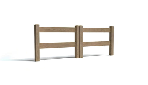 3' Tall x 8' Wide Double Drive Swing Vinyl Gate For Ranch Rail Vinyl Fences (AFC-302) - Green Teak