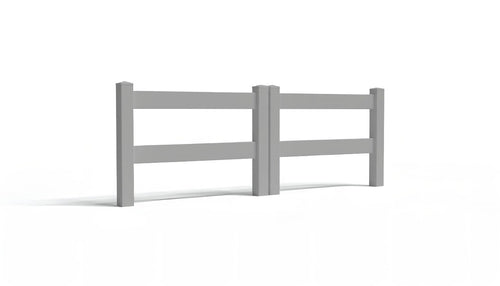 3' Tall x 8' Wide Double Drive Swing Vinyl Gate For Ranch Rail Vinyl Fences (AFC-302) - Light Gray