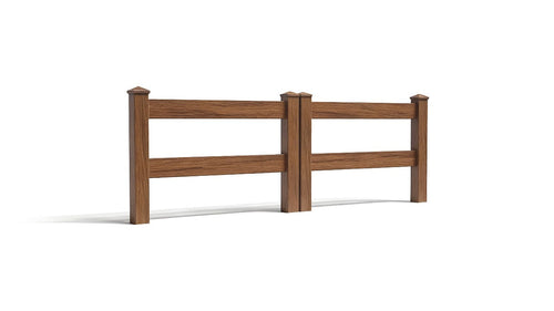 3' Tall x 8' Wide Double Drive Swing Vinyl Gate For Ranch Rail Vinyl Fences (AFC-302) - Mocha Walnut
