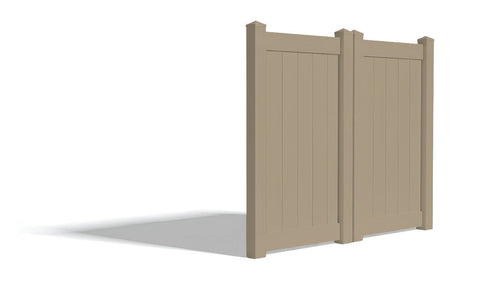 6' Tall x 6' Wide Double Drive Swing Vinyl Gate For Vinyl Fences (AFC-373) - Adobe