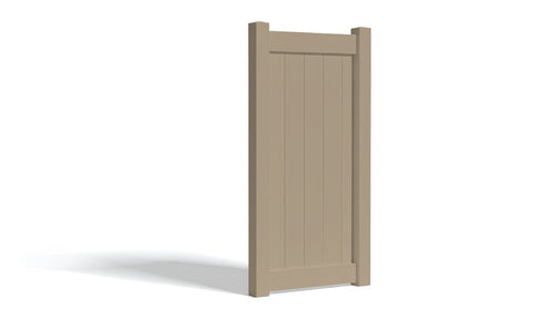 6' Tall x 3' Wide Single Swing Vinyl Gate For Vinyl Fences (AFC-373) - Adobe