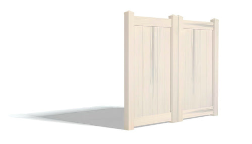 6' Tall x 6' Wide Double Drive Swing Vinyl Gate For Vinyl Fences (AFC-373) - Aspen Latte