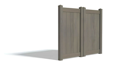 6' Tall x 6' Wide Double Drive Swing Vinyl Gate For Vinyl Fences (AFC-373) - Chai Gray