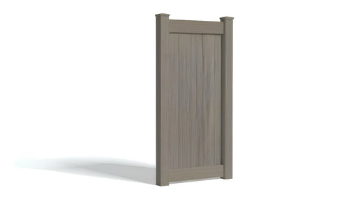 6' Tall x 3' Wide Single Swing Vinyl Gate For Vinyl Fences (AFC-373) - Chai Gray