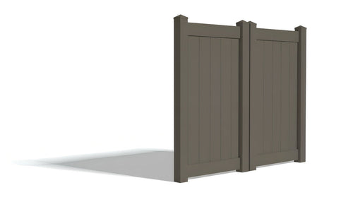 6' Tall x 6' Wide Double Drive Swing Vinyl Gate For Vinyl Fences (AFC-373) - Dark Gray