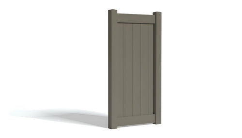 6' Tall x 3' Wide Single Swing Vinyl Gate For Vinyl Fences (AFC-373) - Dark Gray