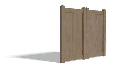 6' Tall x 6' Wide Double Drive Swing Vinyl Gate For Vinyl Fences (AFC-373) - Green Teak