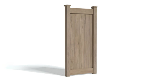 6' Tall x 3' Wide Single Swing Vinyl Gate For Vinyl Fences (AFC-373) - Green Teak
