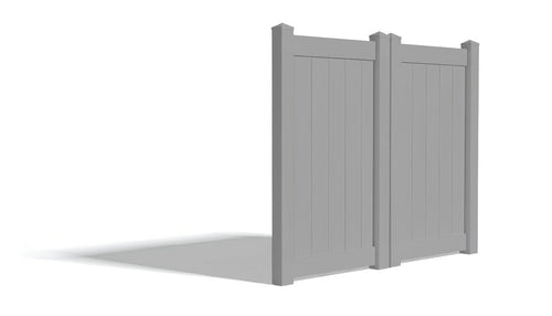 6' Tall x 6' Wide Double Drive Swing Vinyl Gate For Vinyl Fences (AFC-373) - Light Gray