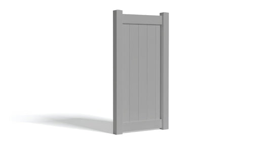 6' Tall x 3' Wide Single Swing Vinyl Gate For Vinyl Fences (AFC-373) - Light Gray