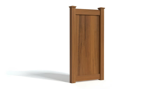 6' Tall x 3' Wide Single Swing Vinyl Gate For Vinyl Fences (AFC-373) - Mocha Walnut