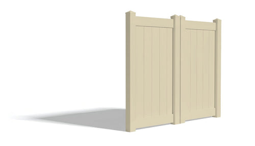 6' Tall x 6' Wide Double Drive Swing Vinyl Gate For Vinyl Fences (AFC-373) - Tan