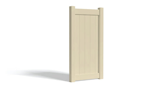 6' Tall x 3' Wide Single Swing Vinyl Gate For Vinyl Fences (AFC-373) - Tan