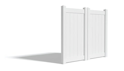 6' Tall x 6' Wide Double Drive Swing Vinyl Gate For Vinyl Fences (AFC-373) - White
