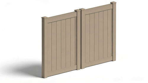 6' Tall x 8' Wide Double Drive Swing Vinyl Gate For Vinyl Fences (AFC-373) - Adobe