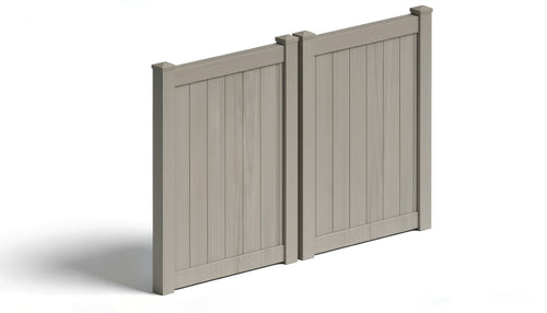 6' Tall x 8' Wide Double Drive Swing Vinyl Gate For Vinyl Fences (AFC-373) - Chai Gray