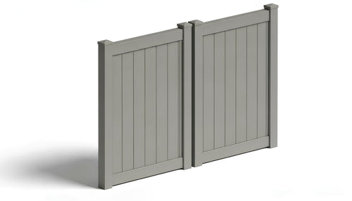 6' Tall x 8' Wide Double Drive Swing Vinyl Gate For Vinyl Fences (AFC-373) - Dark Gray