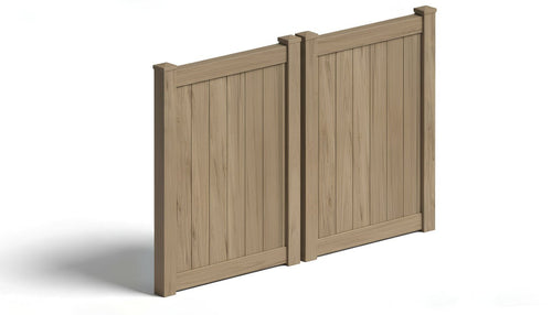 6' Tall x 8' Wide Double Drive Swing Vinyl Gate For Vinyl Fences (AFC-373) - Green Teak
