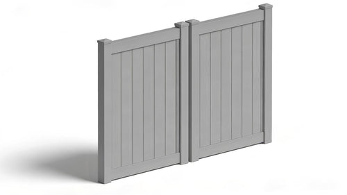 6' Tall x 8' Wide Double Drive Swing Vinyl Gate For Vinyl Fences (AFC-373) - Light Gray