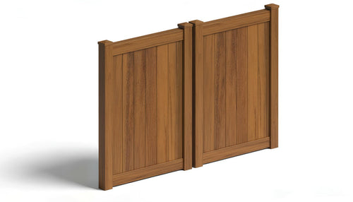 6' Tall x 8' Wide Double Drive Swing Vinyl Gate For Vinyl Fences (AFC-373) - Mocha Walnut
