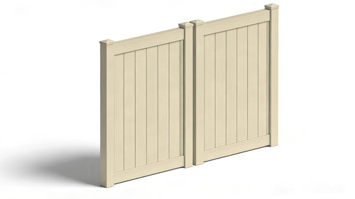 6' Tall x 8' Wide Double Drive Swing Vinyl Gate For Vinyl Fences (AFC-373) - Tan
