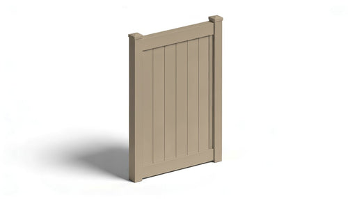 6' Tall x 4' Wide Single Swing Vinyl Gate For Vinyl Fences (AFC-373) - Adobe