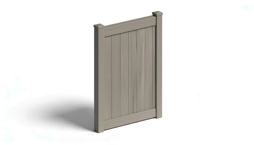 6' Tall x 4' Wide Single Swing Vinyl Gate For Vinyl Fences (AFC-373) - Chai Gray
