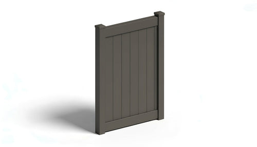 6' Tall x 4' Wide Single Swing Vinyl Gate For Vinyl Fences (AFC-373) - Dark Gray