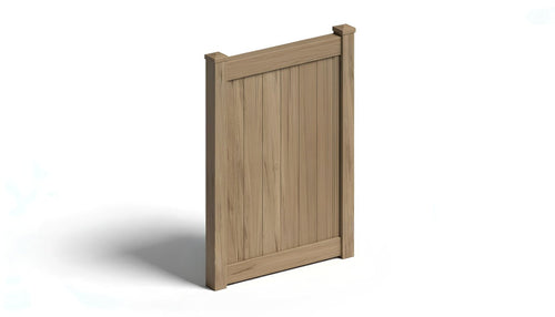 6' Tall x 4' Wide Single Swing Vinyl Gate For Vinyl Fences (AFC-373) - Green Teak