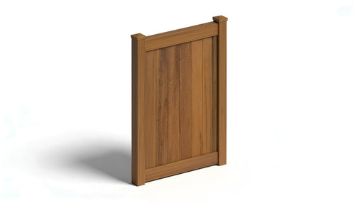 6' Tall x 4' Wide Single Swing Vinyl Gate For Vinyl Fences (AFC-373) - Mocha Walnut