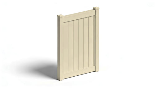 6' Tall x 4' Wide Single Swing Vinyl Gate For Vinyl Fences (AFC-373) - Tan