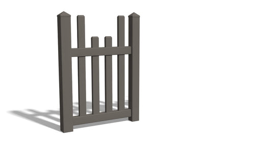 4' Tall x 3' Wide Single Swing Vinyl Gate For Vinyl Fences (AFC-97) - Dark Gray