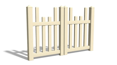4' Tall x 6' Wide Double Drive Swing Vinyl Gate For Vinyl Fences (AFC-97) - Tan