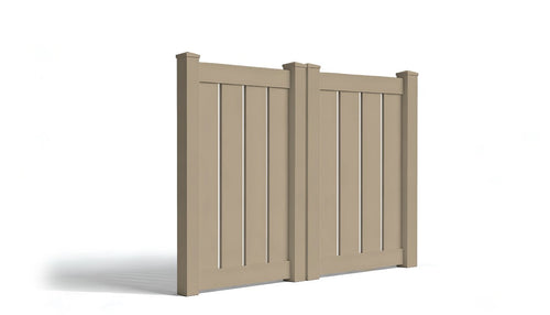 5' Tall x 6' Wide Double Drive Swing Vinyl Gate For Vinyl Fences (AFC-C32) - Adobe