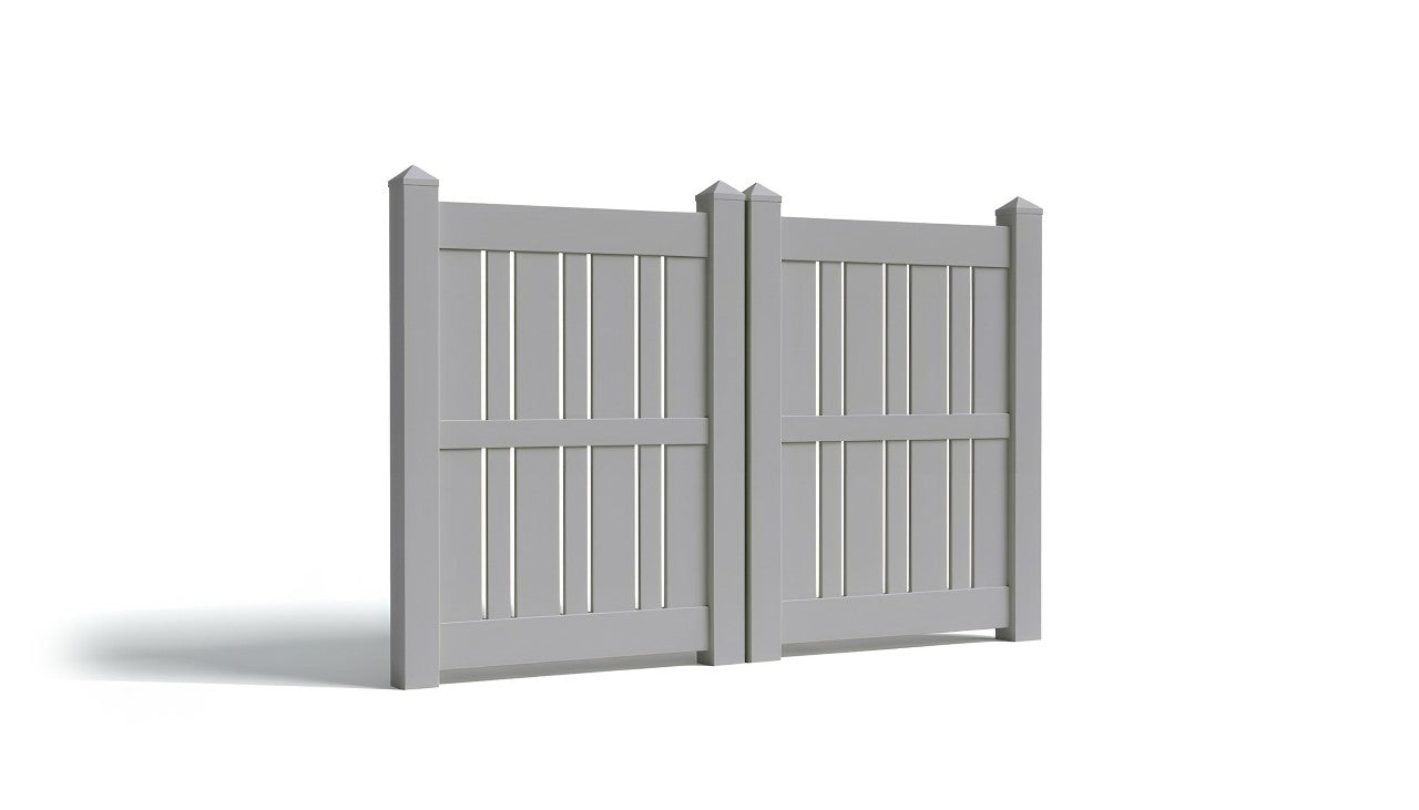6' Tall x 6' Wide Double Drive Swing Vinyl Gate For Vinyl Fences (AFS-23)