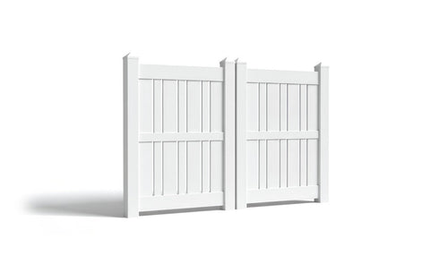 6' Tall x 6' Wide Double Drive Swing Vinyl Gate For Vinyl Fences (AFS-23) - White