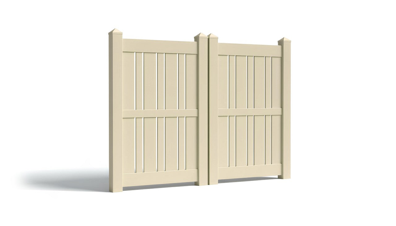 6' Tall x 8' Wide Double Drive Swing Vinyl Gate For Vinyl Fences (AFS-23)