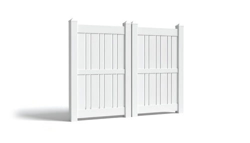 6' Tall x 8' Wide Double Drive Swing Vinyl Gate For Vinyl Fences (AFS-23) - White