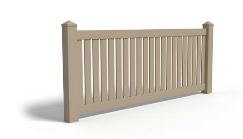 3' Tall x 6' Wide Closed Picket Fence Panel w/ 3" Gap For Vinyl Fences (AFC-16) - Adobe