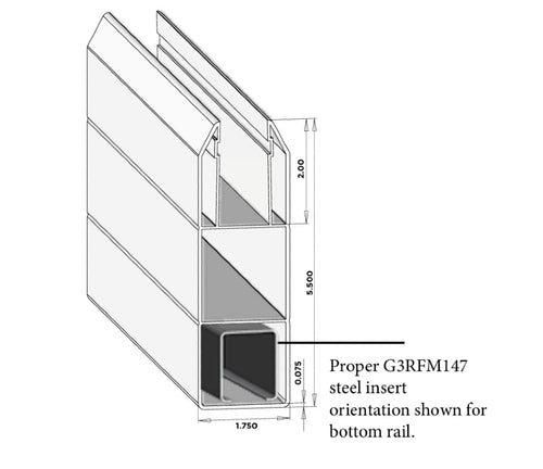 1-3/4" x 5-1/2" x 94" Blank Nexus Notched Pocket Rail For Vinyl Fences - BUY PER PIECE (EACH) / White