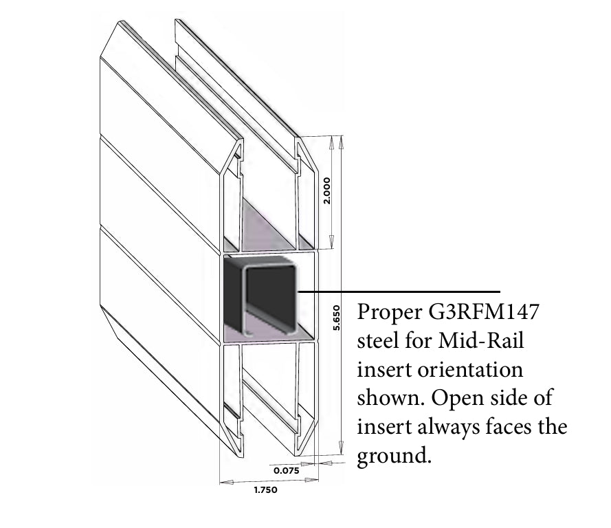 1-3/4" x 5-1/2" x 70" Blank Nexus Notched Pocket Mid Rail For Vinyl Fences