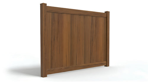 6' Tall x 8' Wide Privacy Fence Panel For Vinyl Fences (AFC-373) - Mocha Walnut
