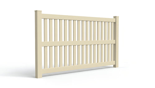 5' Tall x 8' Wide Closed Picket Fence Panel w/ 3" Gap For Vinyl Fences (AFC-014) - Tan