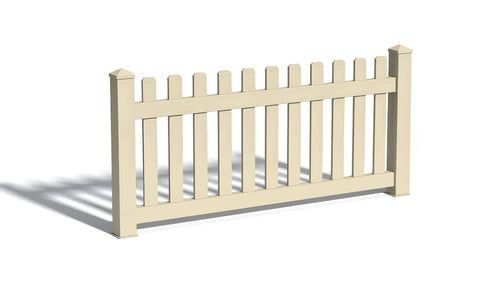 4' Tall x 6' Wide Picket Fence Panel w/ 3" Gap For Vinyl Fences (AFC-15) - Tan