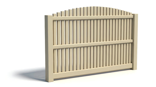 6' Tall x 8' Wide Overscallop Picket Fence Panel w/ 1" Gap For Vinyl Fences (AFC-012) - Tan