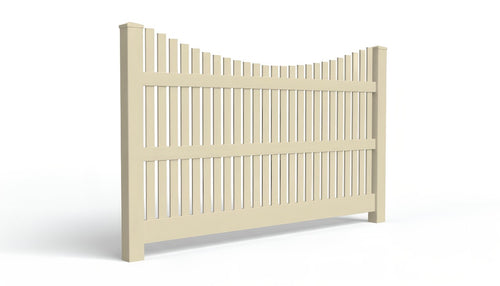 5' Tall x 8' Wide Underscallop Picket Fence Panel w/ 1" Gap For Vinyl Fences (AFC-003) - Tan