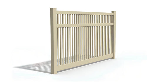 6' Tall x 8' Wide Pool Closed Picket Fence Panel For Vinyl Fences (AFC-017) - Tan